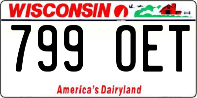 WI license plate 799OET