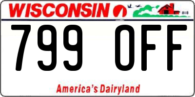 WI license plate 799OFF