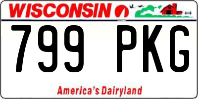 WI license plate 799PKG