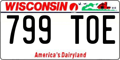 WI license plate 799TOE