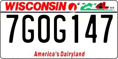 WI license plate 7G0G147