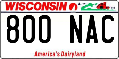 WI license plate 800NAC