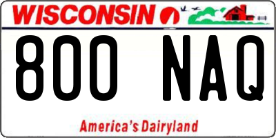 WI license plate 800NAQ