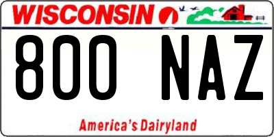 WI license plate 800NAZ