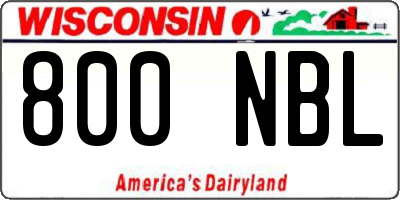 WI license plate 800NBL