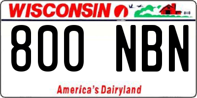 WI license plate 800NBN