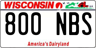 WI license plate 800NBS