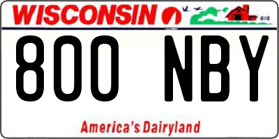 WI license plate 800NBY