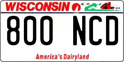 WI license plate 800NCD