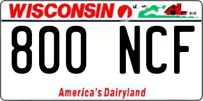WI license plate 800NCF