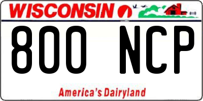 WI license plate 800NCP
