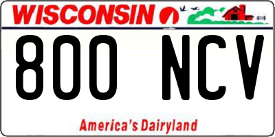 WI license plate 800NCV