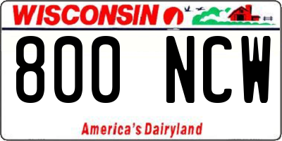 WI license plate 800NCW
