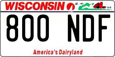 WI license plate 800NDF