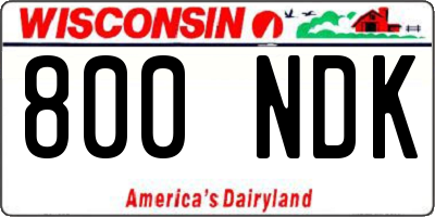 WI license plate 800NDK