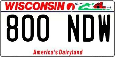 WI license plate 800NDW