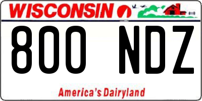 WI license plate 800NDZ