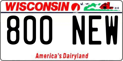 WI license plate 800NEW