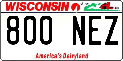 WI license plate 800NEZ