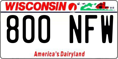 WI license plate 800NFW