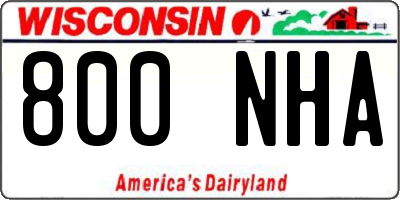 WI license plate 800NHA