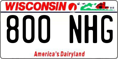 WI license plate 800NHG