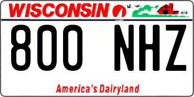 WI license plate 800NHZ