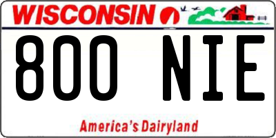 WI license plate 800NIE
