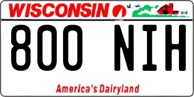WI license plate 800NIH