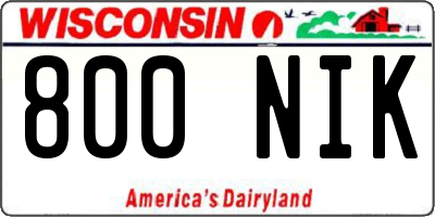 WI license plate 800NIK