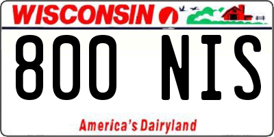 WI license plate 800NIS