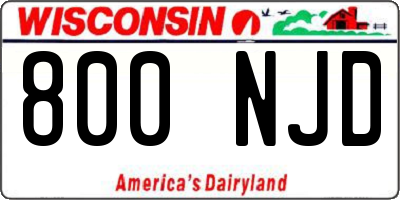 WI license plate 800NJD