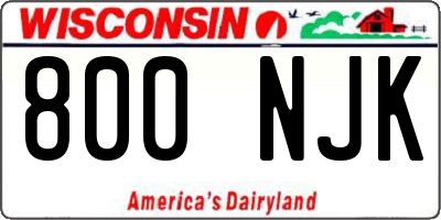 WI license plate 800NJK