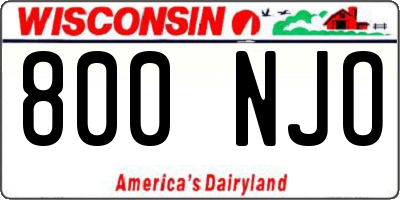 WI license plate 800NJO