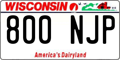 WI license plate 800NJP