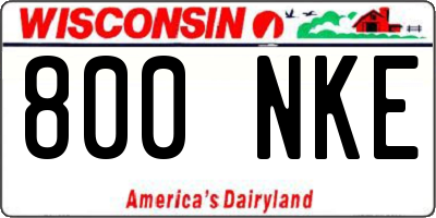 WI license plate 800NKE