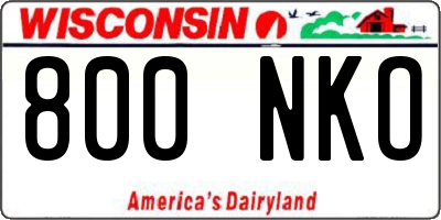 WI license plate 800NKO