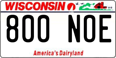 WI license plate 800NOE