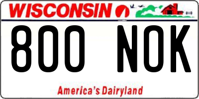 WI license plate 800NOK
