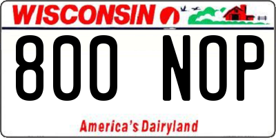 WI license plate 800NOP