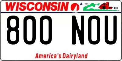 WI license plate 800NOU