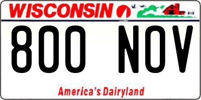 WI license plate 800NOV