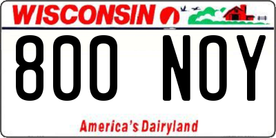 WI license plate 800NOY