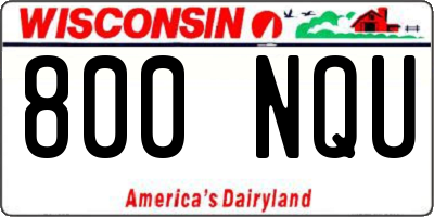 WI license plate 800NQU