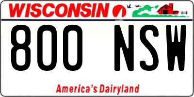 WI license plate 800NSW
