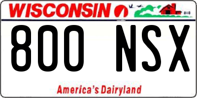 WI license plate 800NSX