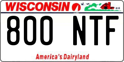 WI license plate 800NTF