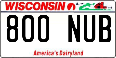 WI license plate 800NUB