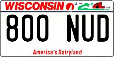WI license plate 800NUD