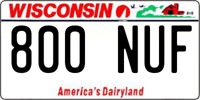 WI license plate 800NUF